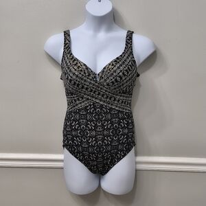 Miraclesuit Incan Treasure Escape One-Piece Criss-Cross Swimsuit Size 12 Beach
